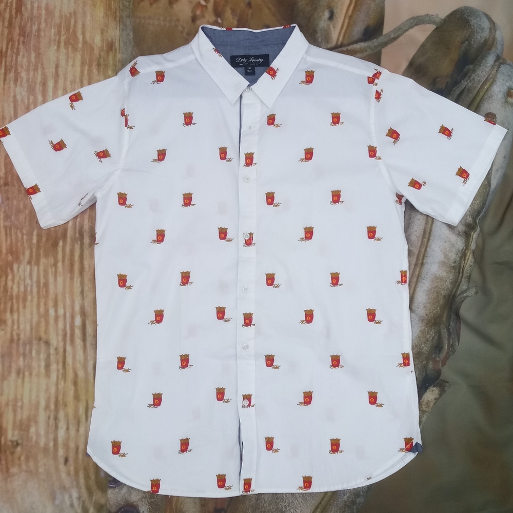 SOLD Dirty Laundry French Fry Print Button Down
